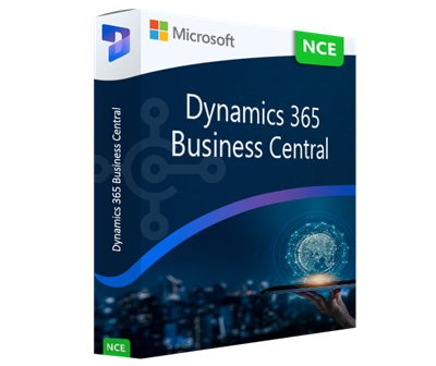 Microsoft Dynamics 365 Business Central dashboard, showcasing financial management and operational insights, user interface with charts and graphs, modern design, overview screen, front product image